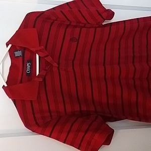 Mens medium Chaps dark red and black polo